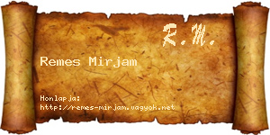 Remes Mirjam névjegykártya